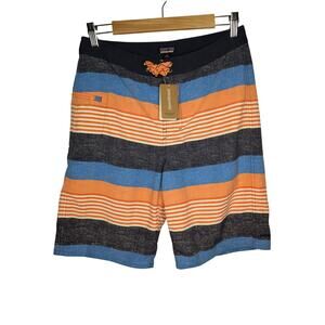 Patagonia Boys' Wavefarer Boardshorts Fitz Stripe Navy Orange